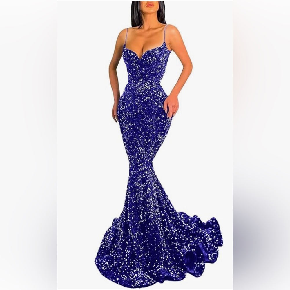 royal blue qgeno women’s sparkly sequin prom dress!